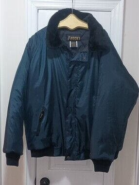 Rocky Navy Blue Bomber Jacket with Black Fur Collar Men's 3X